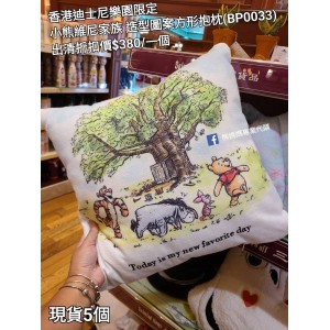 (出清) 香港迪士尼樂園限定 小熊維尼 家族造型圖案方形抱枕 (BP0033)